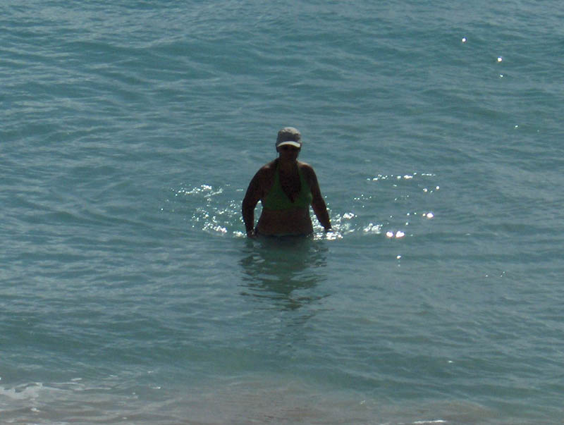 Water and bikini same color