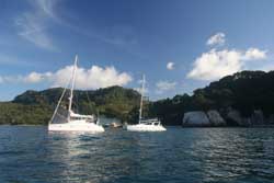 Cathedral Cove is a great stop for a day but the anchorage is exposed.