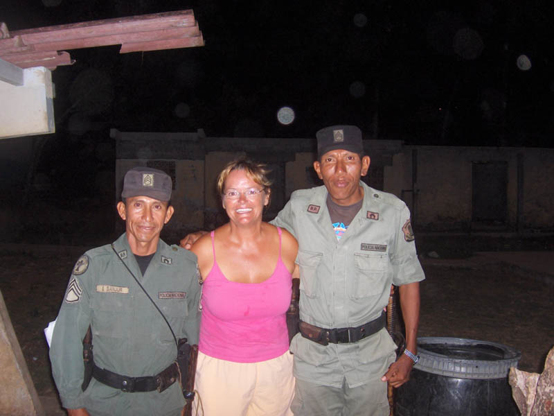 Sharon flirting with the local constables