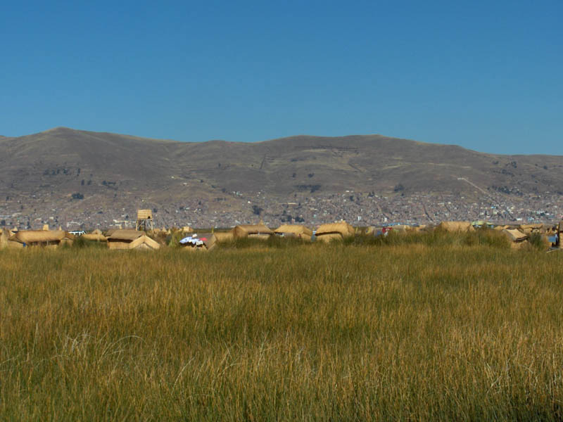 Floating Islands over the reeds with Puno in the background