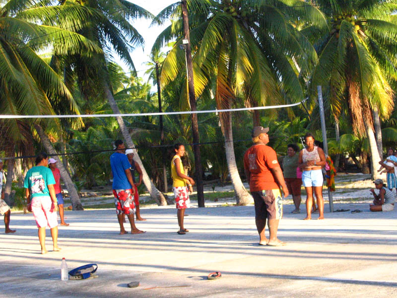 Vollyball under the palms  by Anne Cline