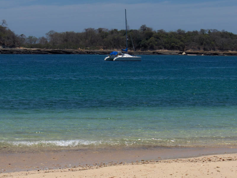 Sally anchored between the islands