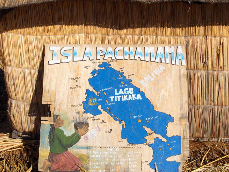 Map - The Floating Islands are in a large bay on the west side of Lake Titiqaqa